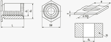 BN 26869 PEM® SOSG 接地壓鉚螺柱 用於金屬材料