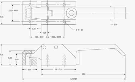 BN 55640 southco® A7 Vinkelhægtelåse med lås (CH751), indvendigt gevind 10-32 UNC x .38
