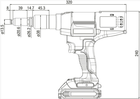 Pistola remachadora a batería Stanley, para remaches de 4,8 mm, recorrido  25mm, 1 batería