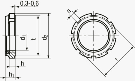 BN 38348 ELASTIC-STOP® GUP Tuerca ranurada  con anillo de seguridad de poliamida, versión alta