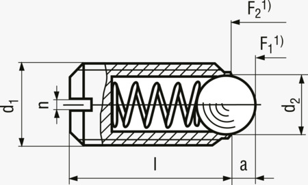 BN 13378 HALDER EH 22040. Spring plungers with ball and slot