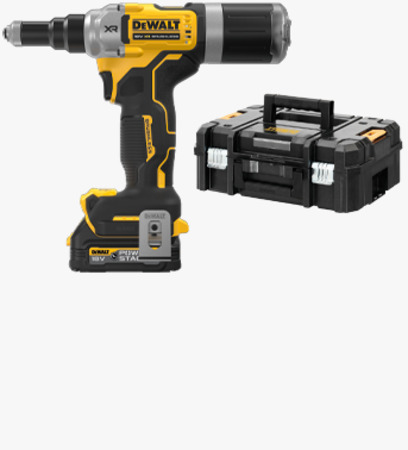 BN 53357 DEWALT® DCF414-2PS-QW Battery powered rivet tool in T STAK™-kitbox, fully equipped