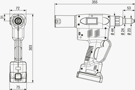 BN 56085 Bossard SmartTool RTB-20-S Programovatelná Aku nýtovací pistole na trhací nýty se snímačem síly, včetně Wi-Fi a čtečky čárových kódů