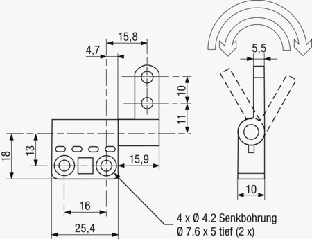 BN 24874 southco® ST-10A Cerniere frizione costante, coppia asimmetrica tipo A/B