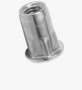 BN 7775 TUBTARA® HUPO (HUT/FEF) Blind rivet nuts flat head, semi-hexagonal shank, open end