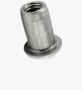 BN 25093 TUBTARA® UPO KN/SPO KN (RST/FEF) Blindnittemøtrikker fladhoved,  med forbedret rillet skaft, åben