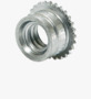 BN 26804 PEM® MSO4 Separadores miniatura roscados insertables abiertos, con rosca UNF, para acero inoxidable y materiales metálicos