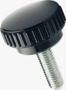 BN 14217 ELESA® B.193 p 滾花頭旋鈕螺 外螺紋桿, 碳鋼鍍鋅